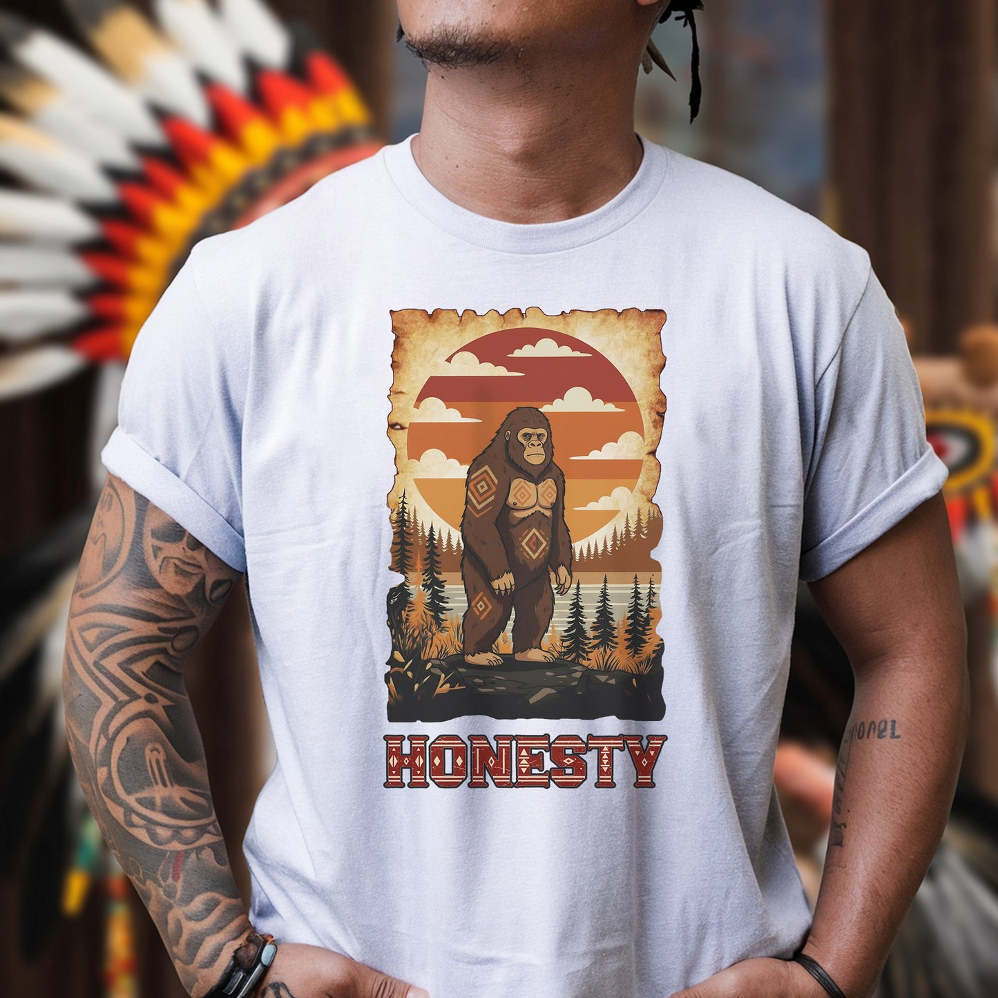 The Seven Sacred Laws Animal - Sabe Native American Unisex T-shirt/T-shirt V-neck/Hoodie/Sweatshirt