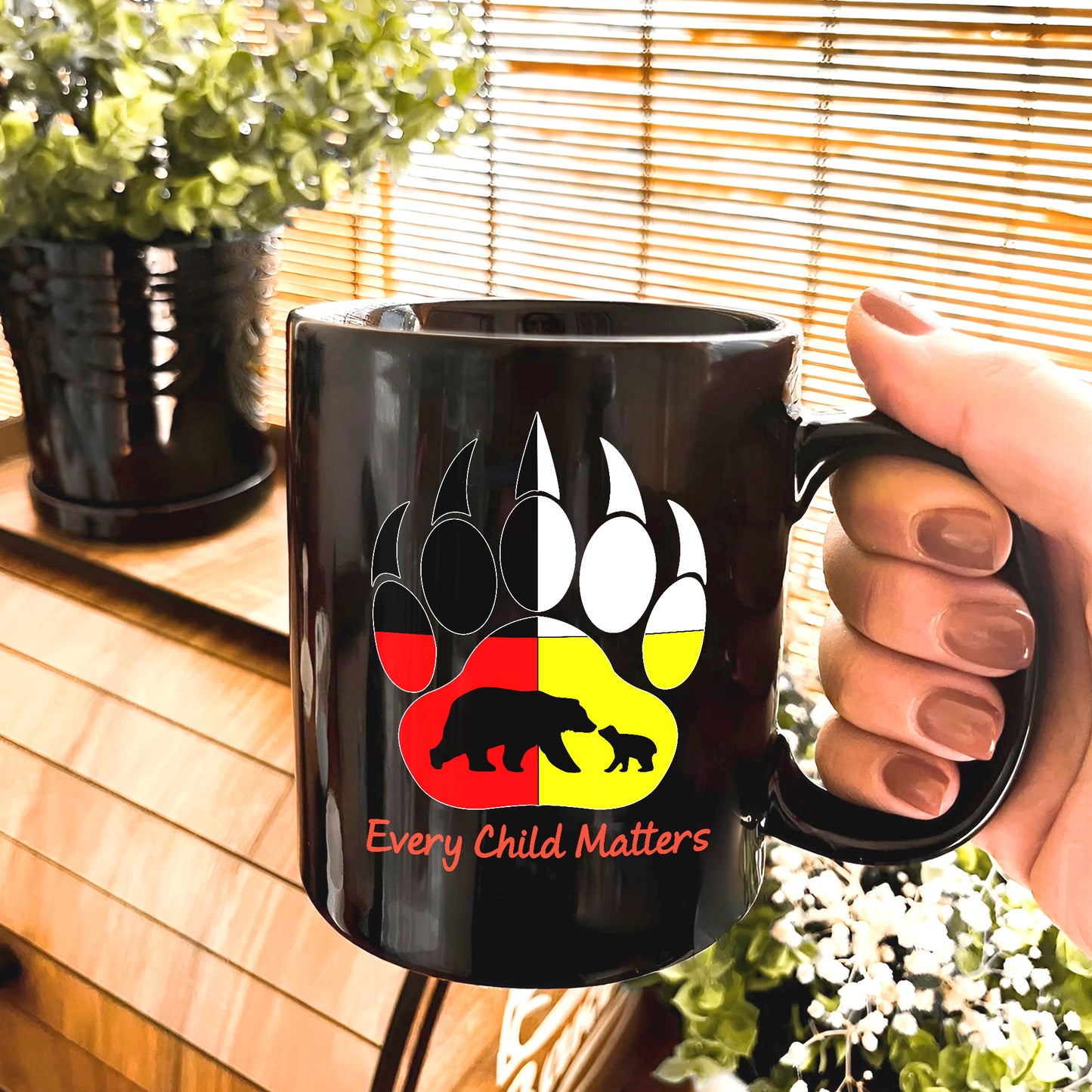 Every Child Matters Bear Paw Indigenous Pride Ceramic Coffee Mug