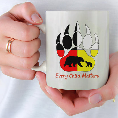 Every Child Matters Bear Paw Indigenous Pride Ceramic Coffee Mug