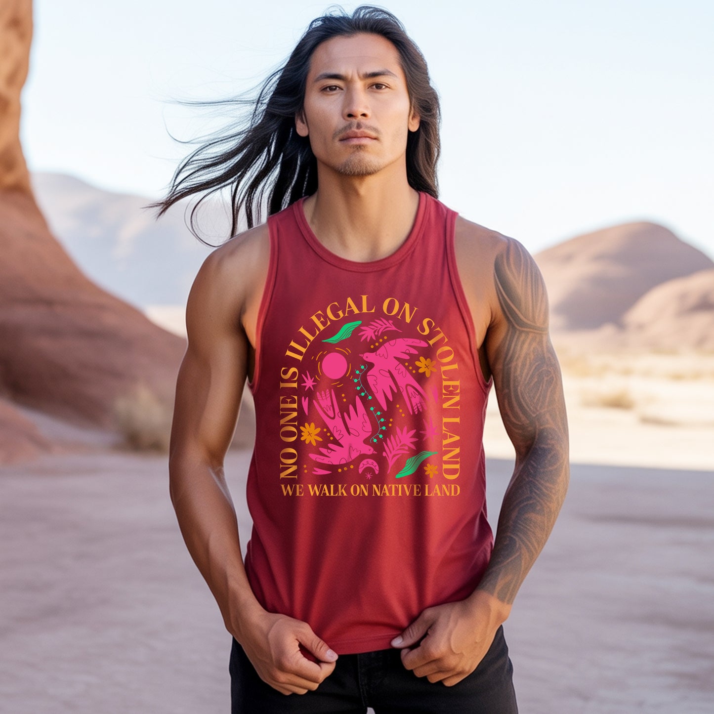 No One Is Illegal On Stolen Land. We Walk On Native Land Unisex Tank Top
