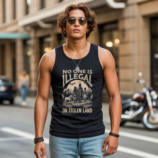No One Is Illegal on Stolen Land Native American Unisex Tank Top