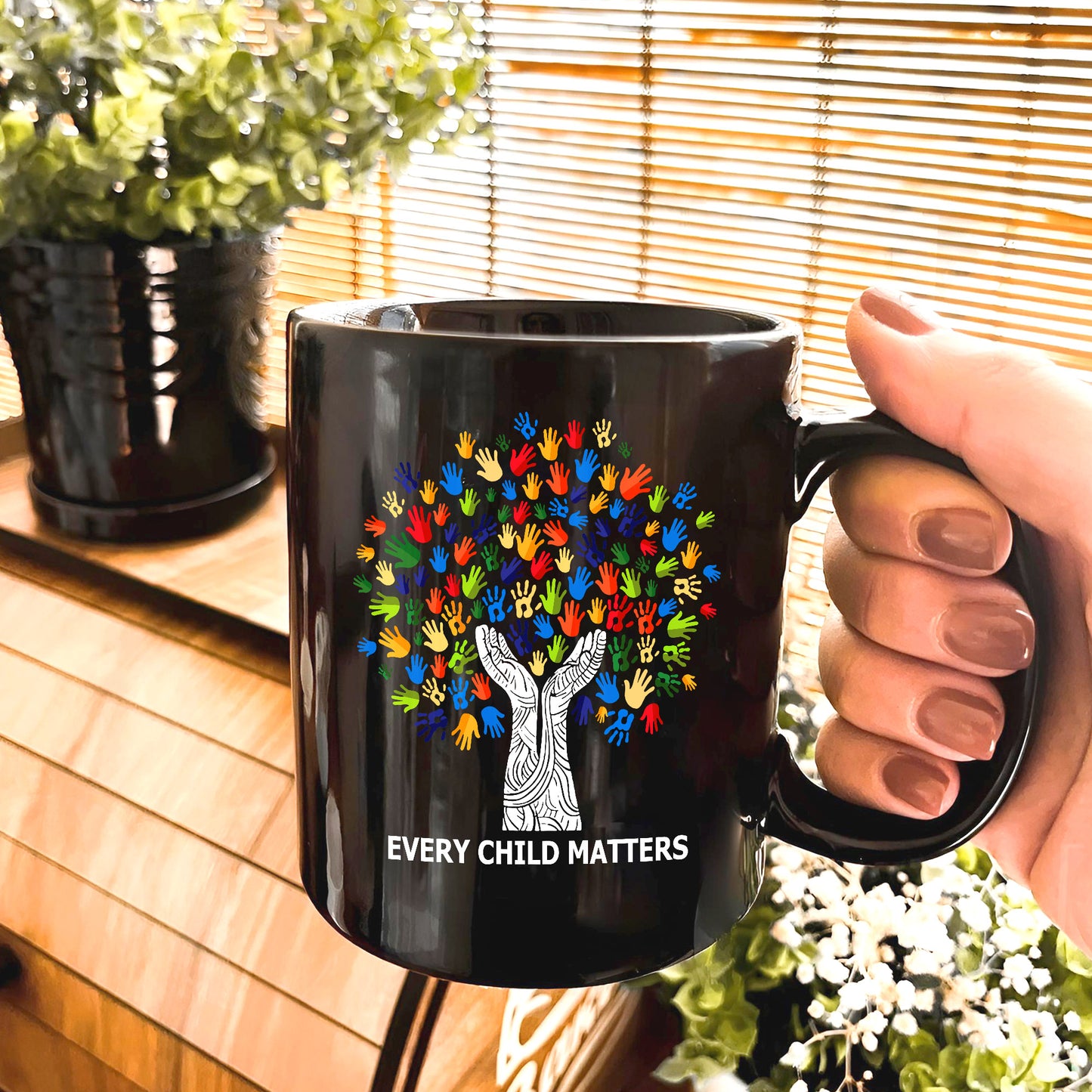 Every Child Matters Handprint Tree For Orange Shirt Day Ceramic Coffee Mug