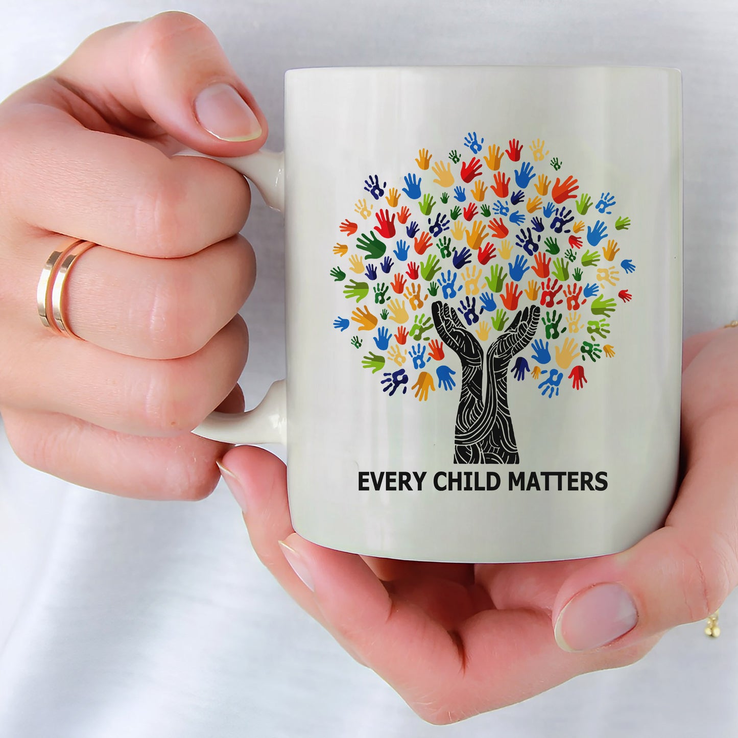 Every Child Matters Handprint Tree For Orange Shirt Day Ceramic Coffee Mug