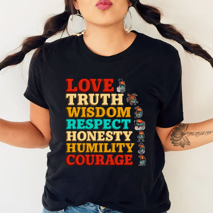 Seven Grandfather Teachings - Values Typography Unisex T-Shirt/T-Shirt V-Neck/Hoodie/Sweatshirt