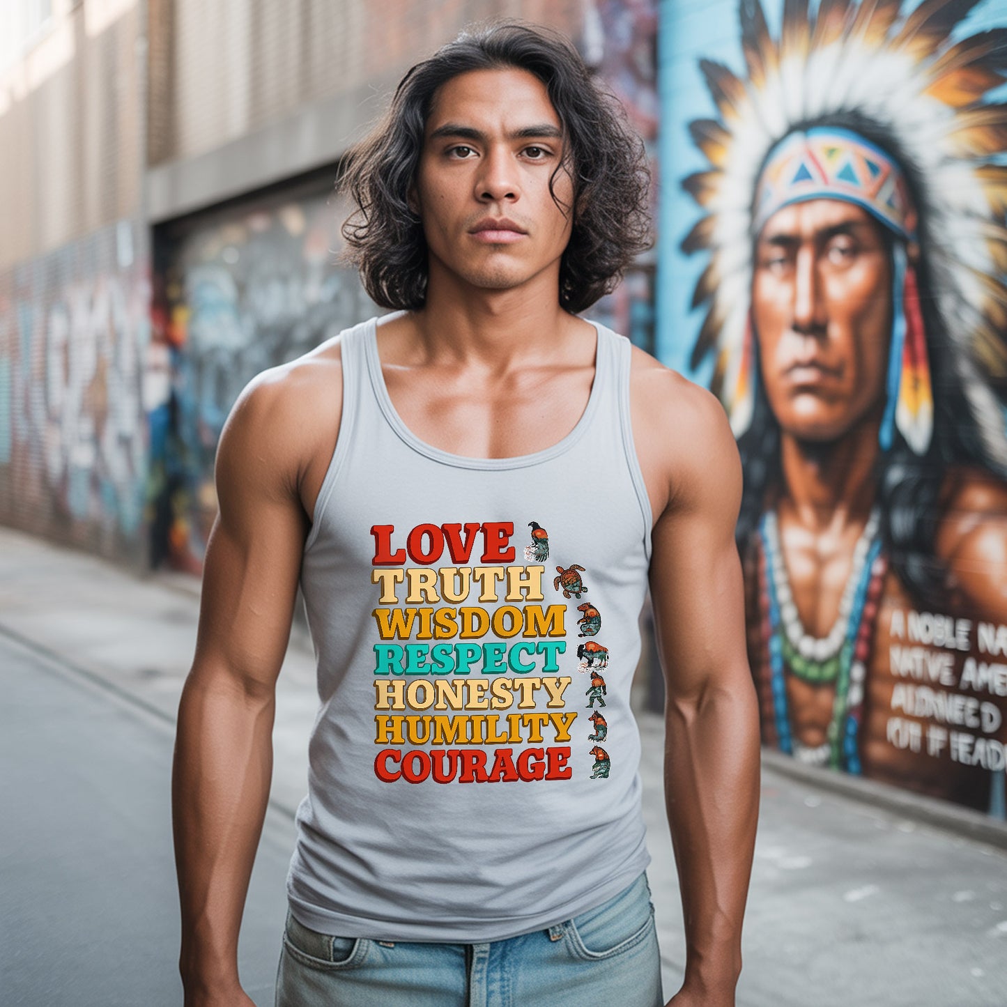 Seven Grandfather Teachings - Values Typography Unisex Tank Top