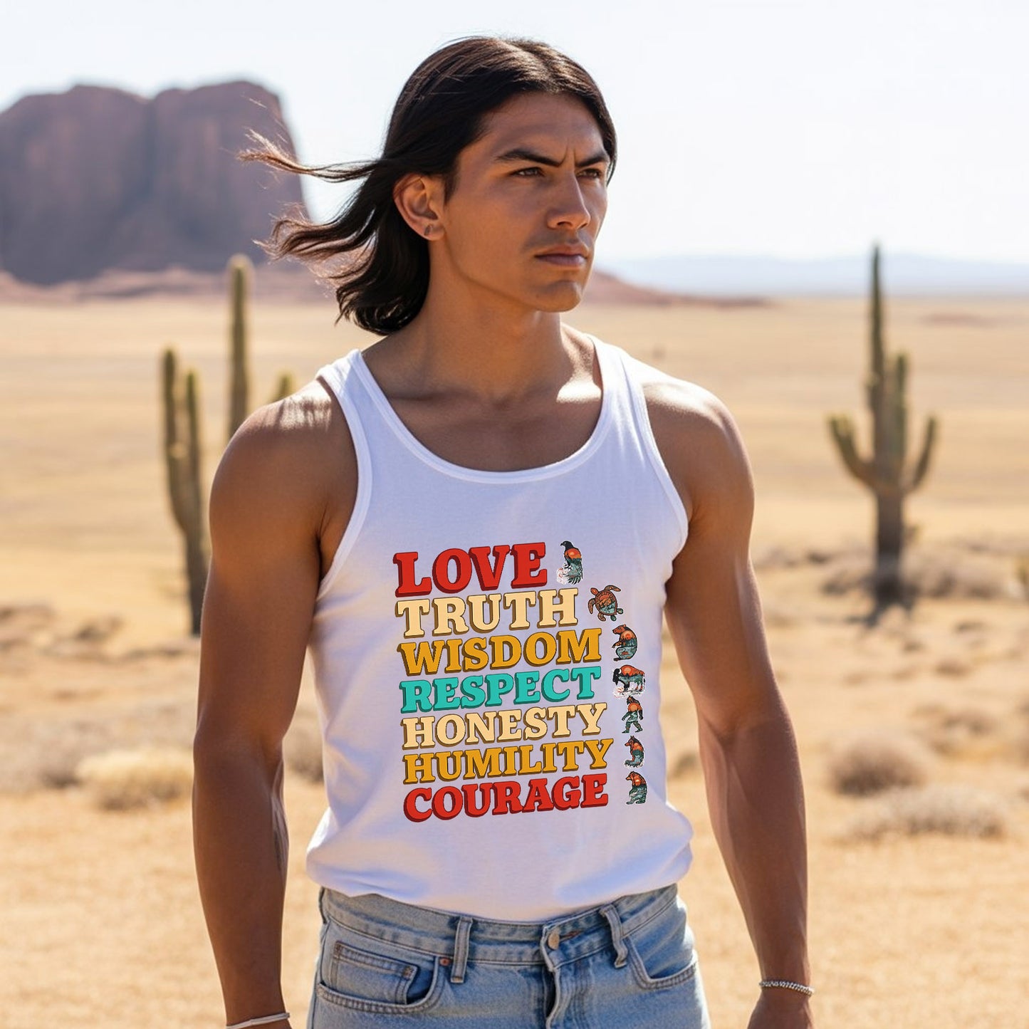 Seven Grandfather Teachings - Values Typography Unisex Tank Top