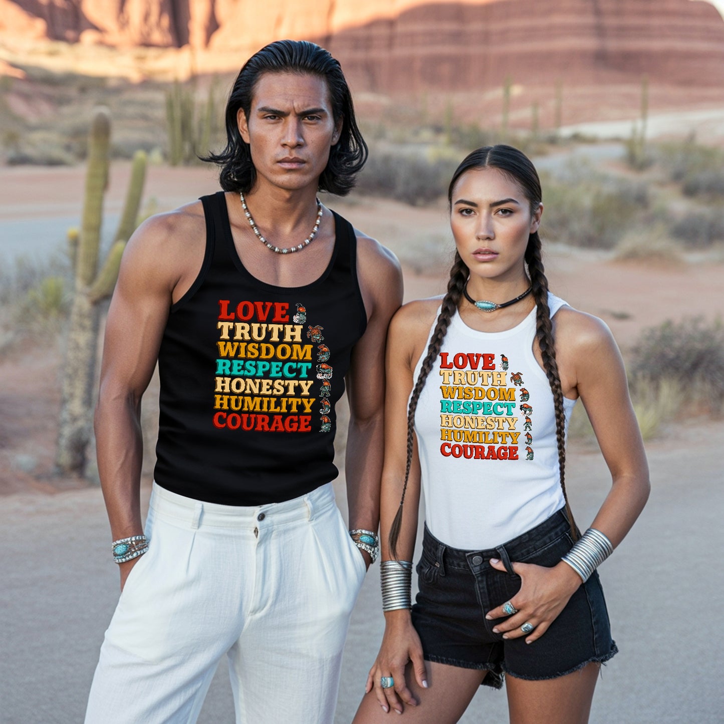Seven Grandfather Teachings - Values Typography Unisex Tank Top