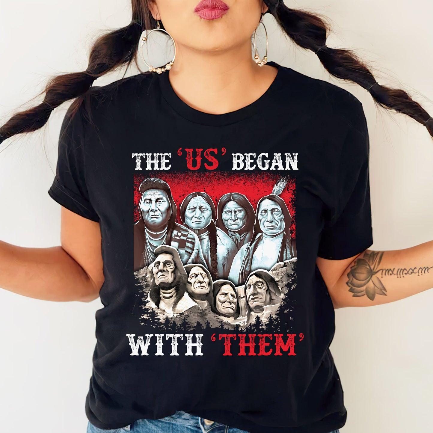 "The US Began With Them" - Native American Chiefs Tribute Unisex T-Shirt/T-Shirt V-Neck/Hoodie/Sweatshirt