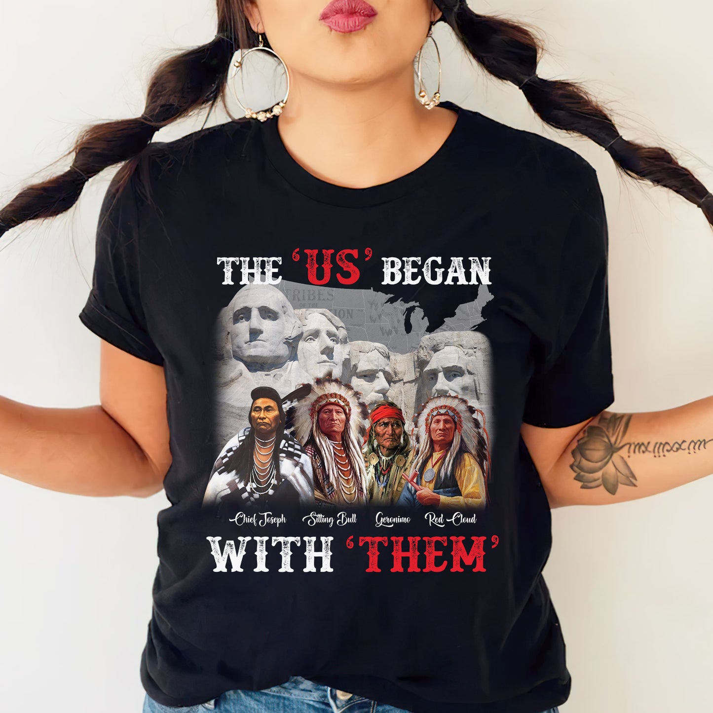 "The US Began With Them" Native American Leaders - Indigenous History Graphic Unisex T-Shirt/T-Shirt V-Neck/Hoodie/Sweatshirt