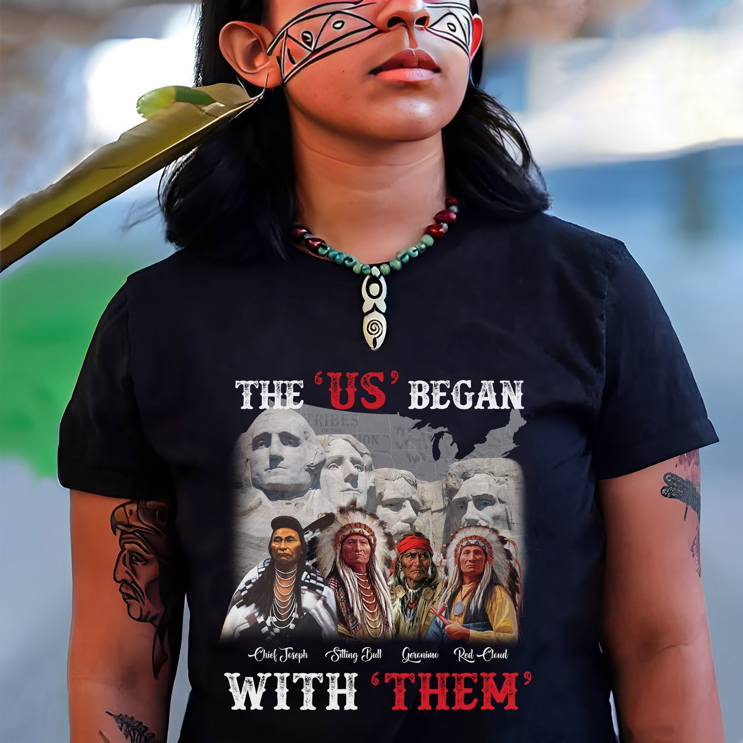 "The US Began With Them" Native American Leaders - Indigenous History Graphic Unisex T-Shirt/T-Shirt V-Neck/Hoodie/Sweatshirt