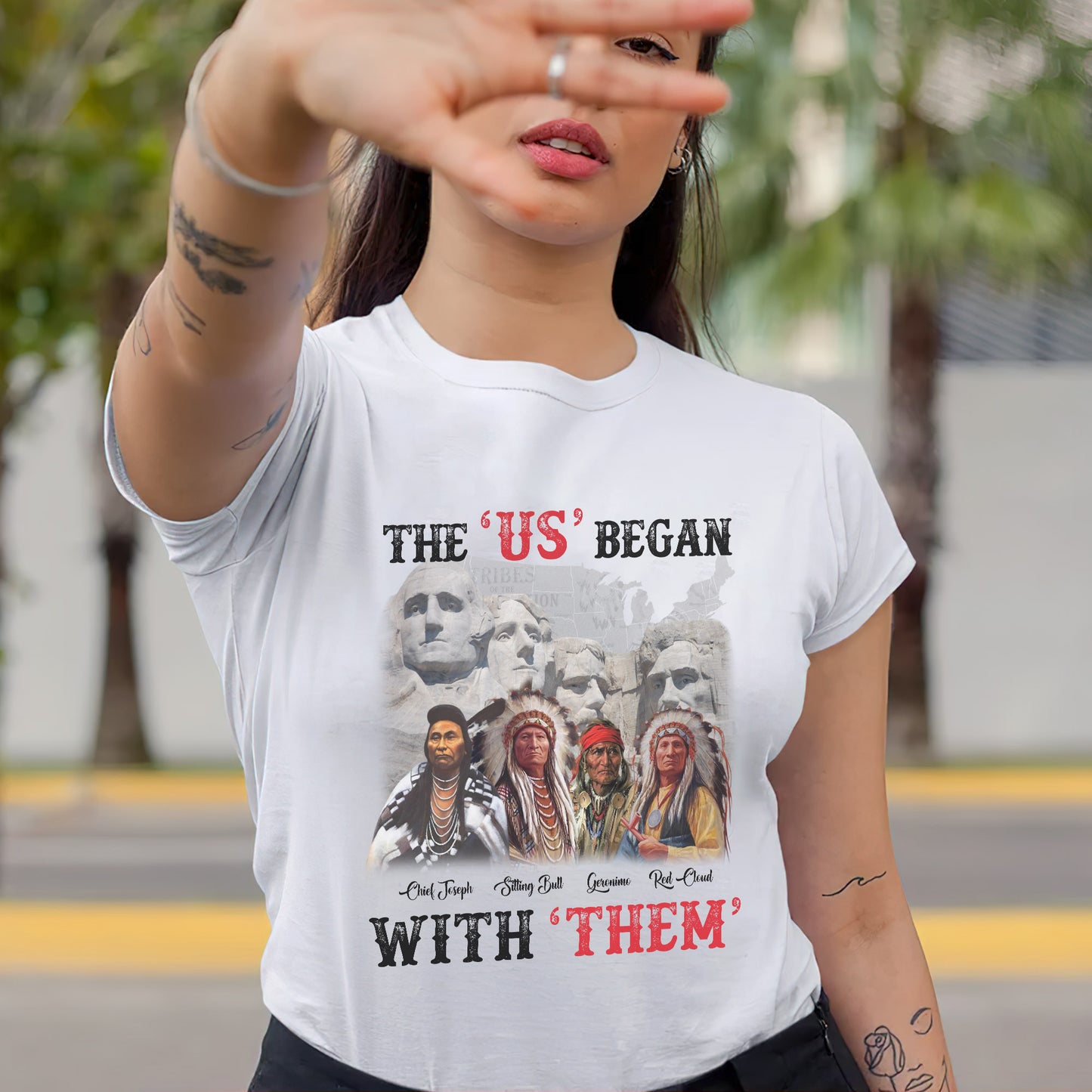 "The US Began With Them" Native American Leaders - Indigenous History Graphic Unisex T-Shirt/T-Shirt V-Neck/Hoodie/Sweatshirt