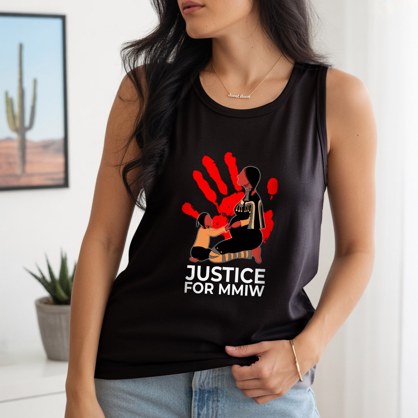 Justice for MMIW Red Handprint Indigenous Strength Unisex Tank Top