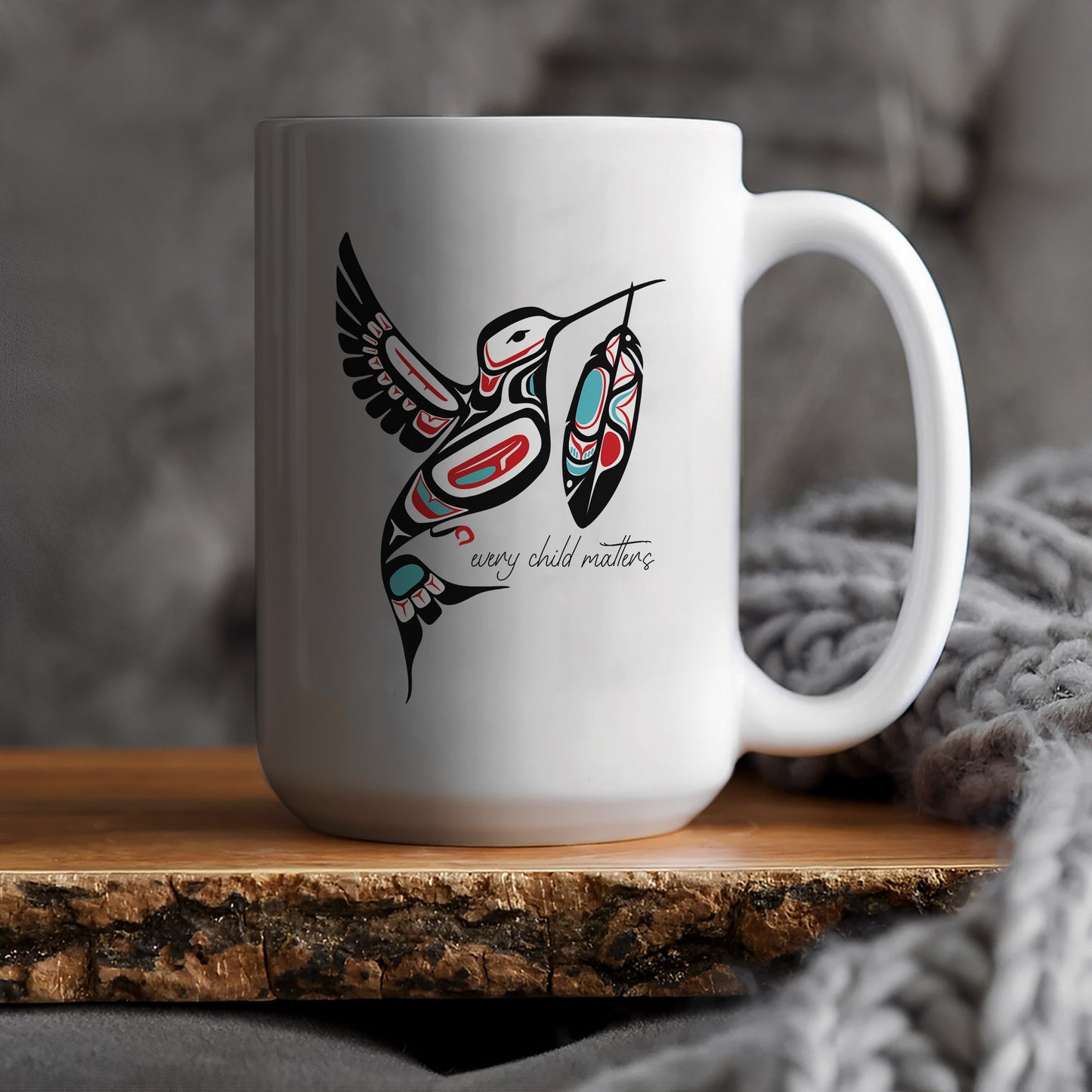 Every Child Matters Hummingbird With Feather Design Ceramic Coffee Mug
