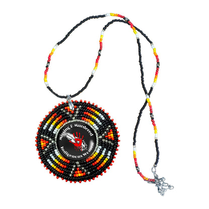 SALE 50% OFF -  Missing and Murdered Indigenious Women 2 Sunburst Beaded Patch Necklace Pendant