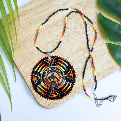 SALE 50% OFF - Trail of Tears Beaded Sunburst Handmade Beaded Wire Necklace Pendant Unisex With Native American Style