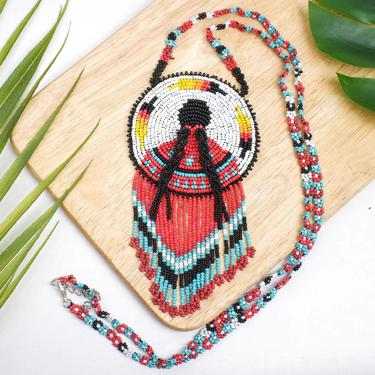 SALE 50% OFF - Indigenous Women Inspired Handmade Beaded Wire Pendant Necklace