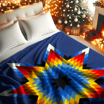 Native Spirit Sacred Star Southwestern Geometric Throw Decor Fleece Blanket