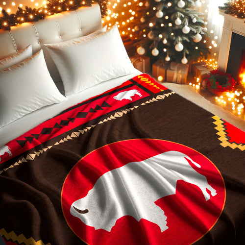 Sacred Buffalo Native Spirit Indigenous Bison Throw Decor Fleece Blanket