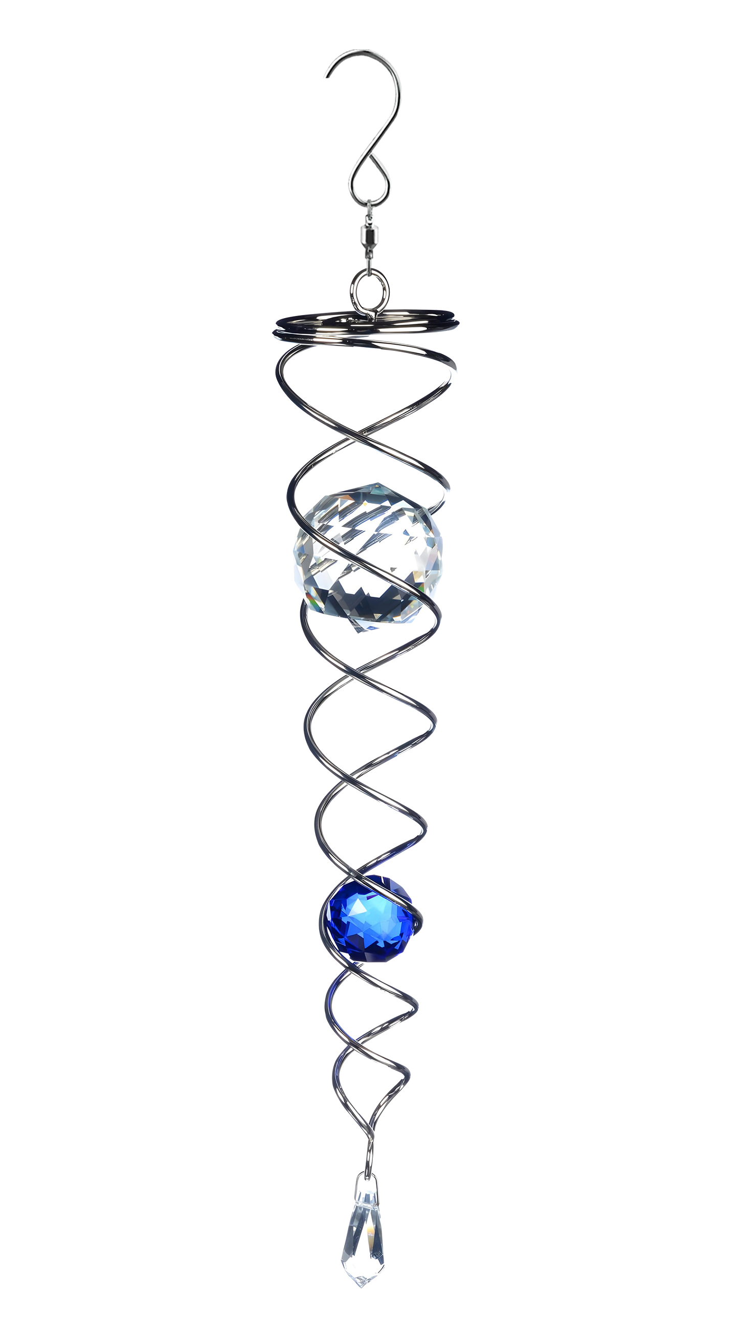 Spiral Tail For Wind Spinner In Stainless Steel And Sparkling Crystal