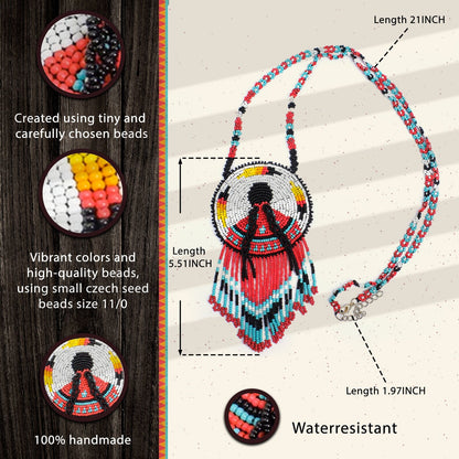 SALE 50% OFF - Premium MMIW Handmade Beaded Necklace Long Native American Style for Women