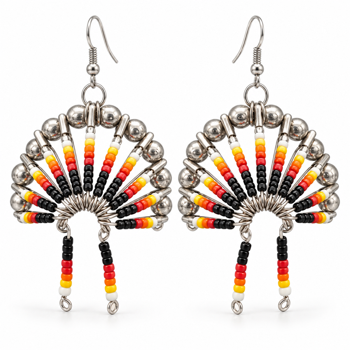 Native Chief Inspired Beaded Earrings - Handmade Tribal Jewelry