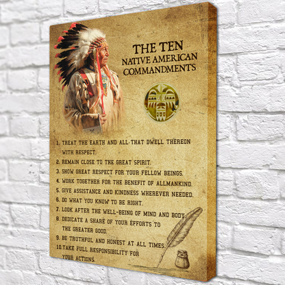 The Ten Native American Commandments Of Chief Poster