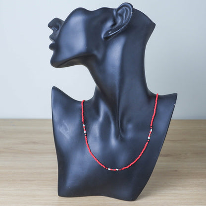 SALE 50% OFF - Red Petals Handmade Necklace Unisex With Native American Style