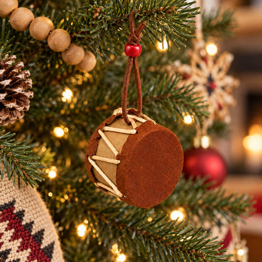 Native American Drum Ornament – Traditional Christmas Tree Decoration