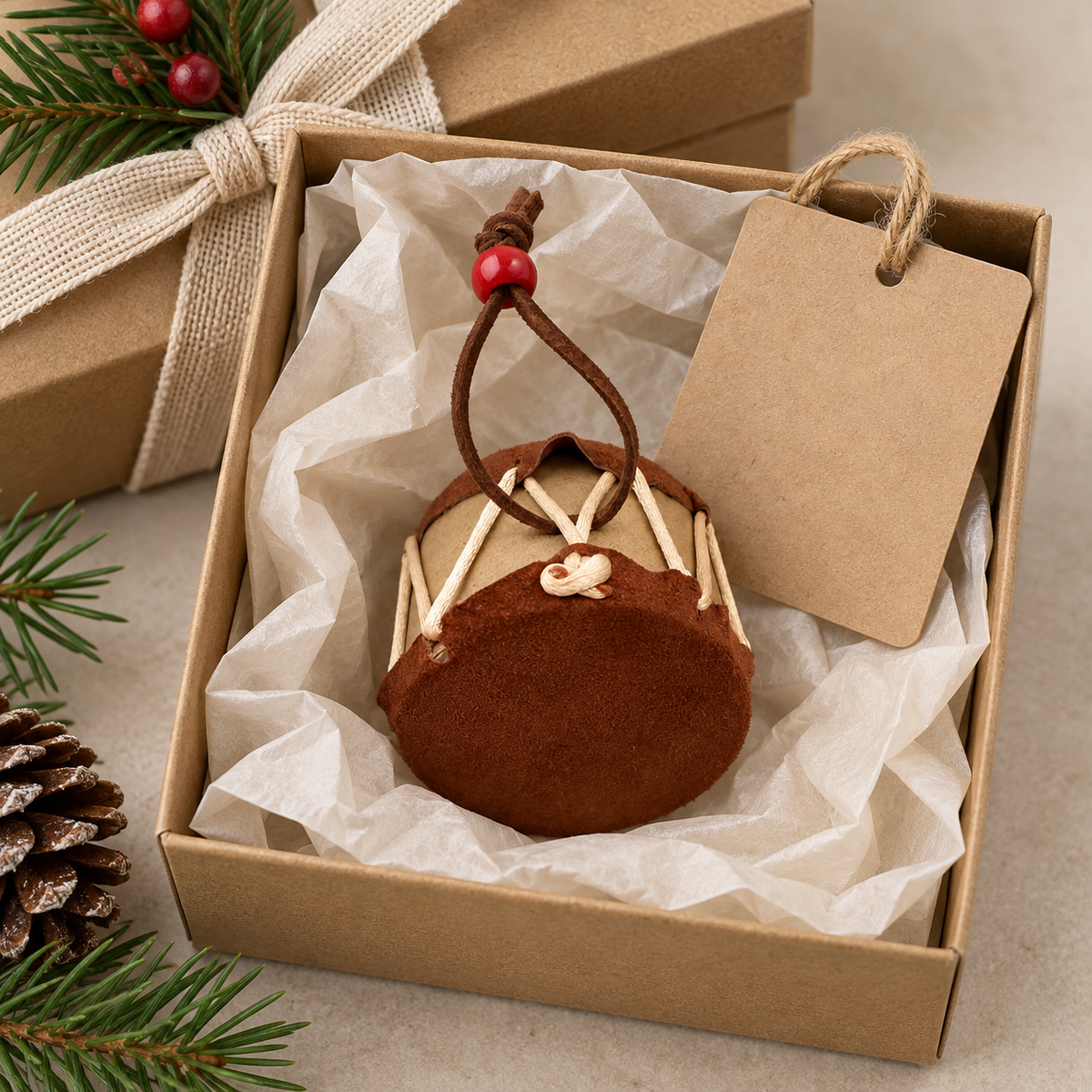 Native American Drum Ornament – Traditional Christmas Tree Decoration