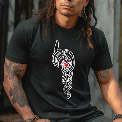 a man with long hair wearing a black shirt