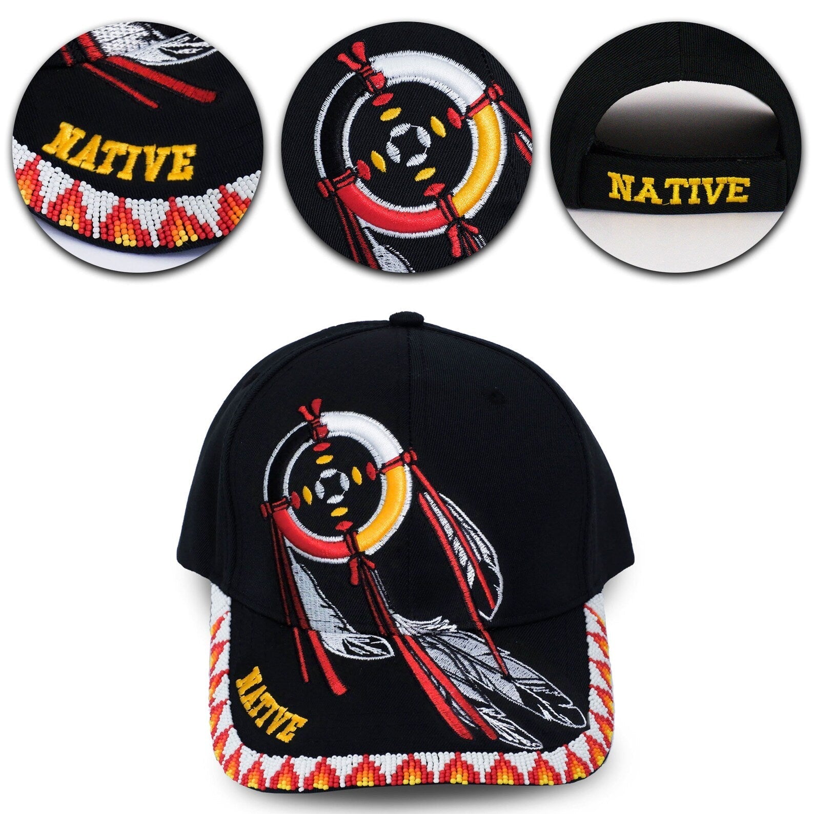 SALE 50 OFF Dreamcatcher Embroidered Beaded Baseball Cap With Brim Empower Native Voice