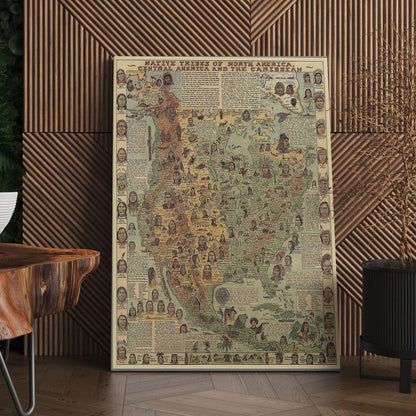 Native Tribes of North American central America and the Caribbean Maps Poster