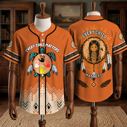 Native Every Child Matters Button Jersey – Orange Shirt Day Baseball Jersey Gift