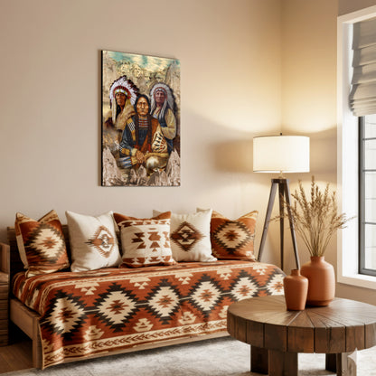 The Three Native American Chief Portrait Poster/Canvas
