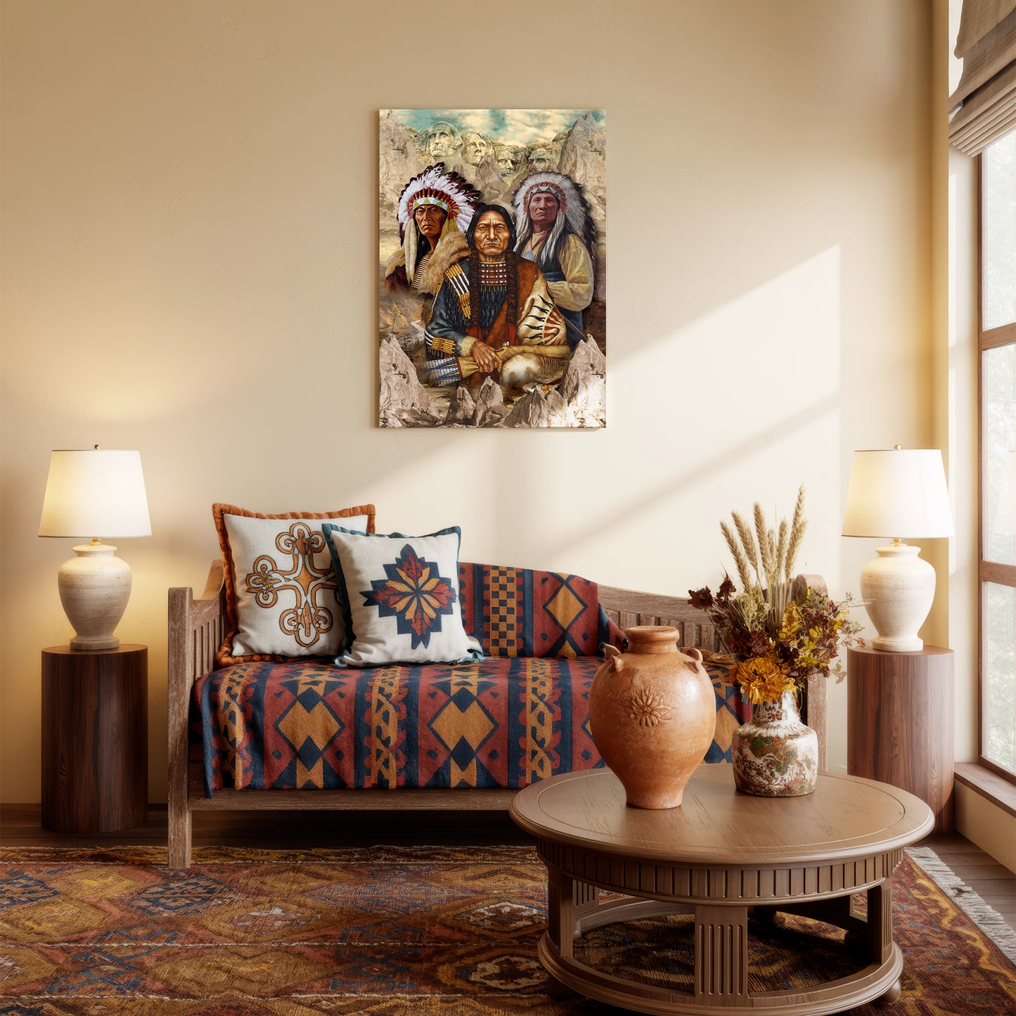 The Three Native American Chief Portrait Poster/Canvas