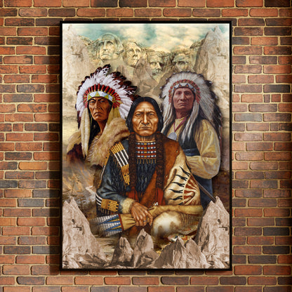 The Three Native American Chief Portrait Poster/Canvas