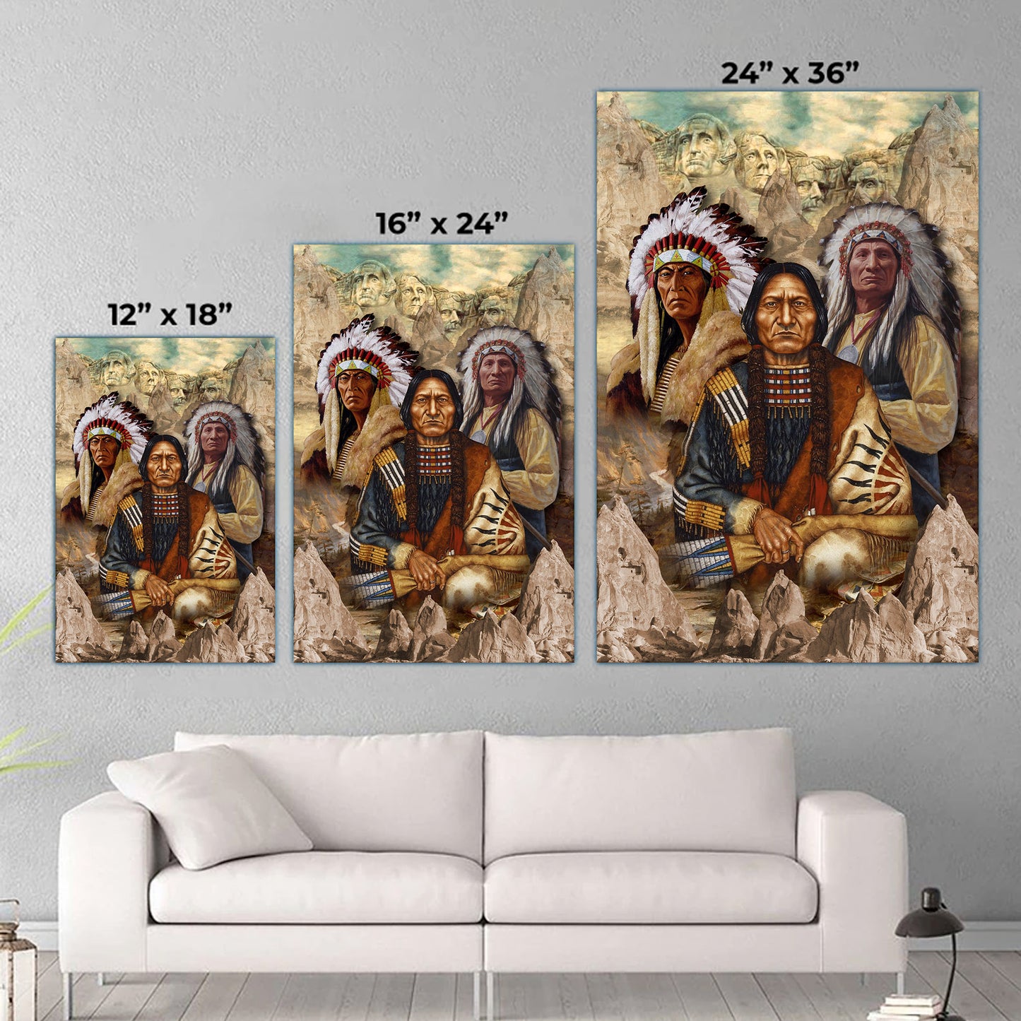 The Three Native American Chief Portrait Poster/Canvas