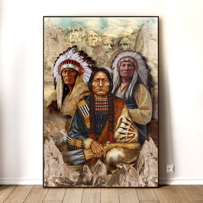 The Three Native American Chief Portrait Poster/Canvas