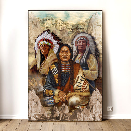 The Three Native American Chief Portrait Poster/Canvas