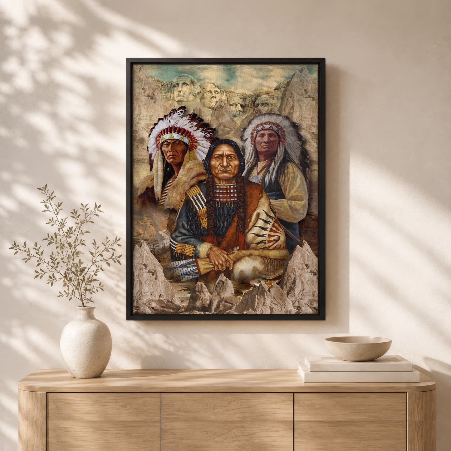 The Three Native American Chief Portrait Poster/Canvas