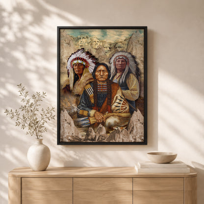 The Three Native American Chief Portrait Poster/Canvas