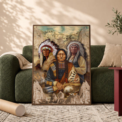 The Three Native American Chief Portrait Poster/Canvas