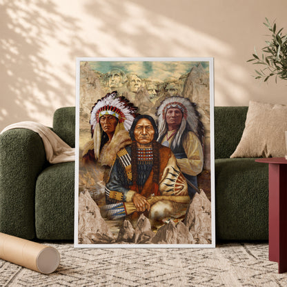 The Three Native American Chief Portrait Poster/Canvas