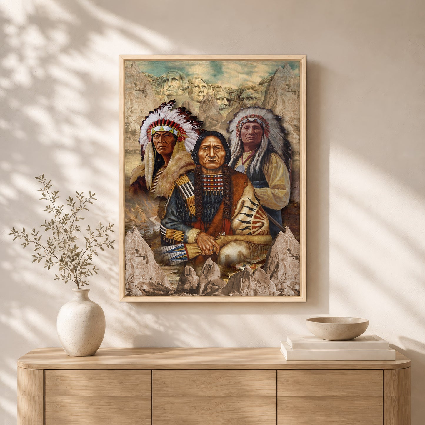 The Three Native American Chief Portrait Poster/Canvas