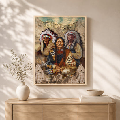 The Three Native American Chief Portrait Poster/Canvas