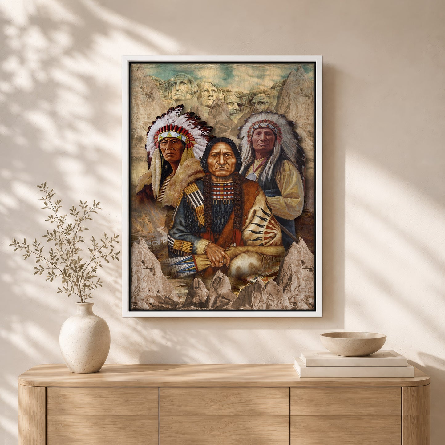 The Three Native American Chief Portrait Poster/Canvas