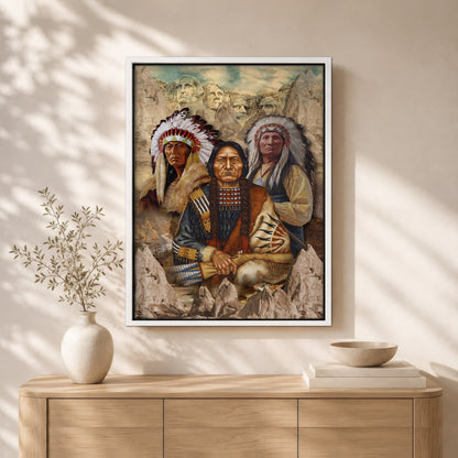 The Three Native American Chief Portrait Poster/Canvas