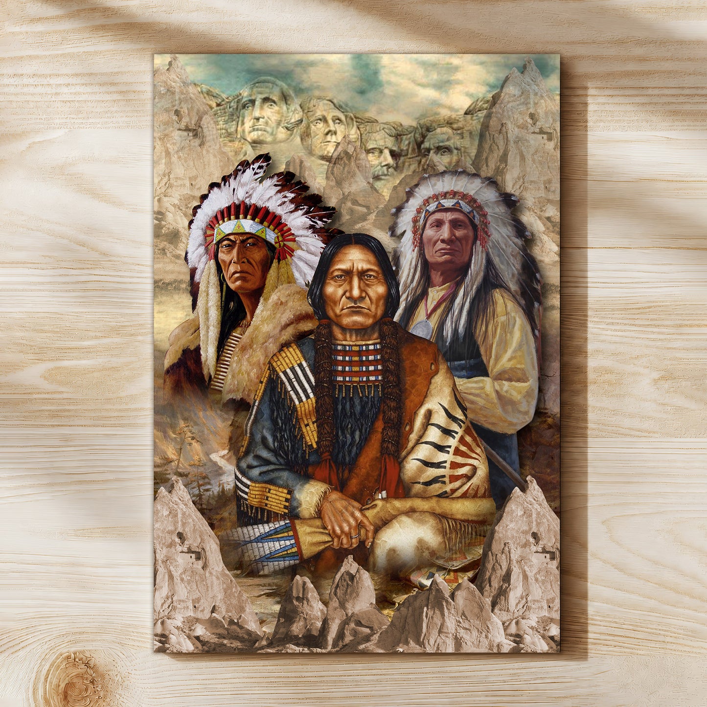 The Three Native American Chief Portrait Poster/Canvas
