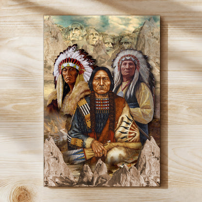 The Three Native American Chief Portrait Poster/Canvas