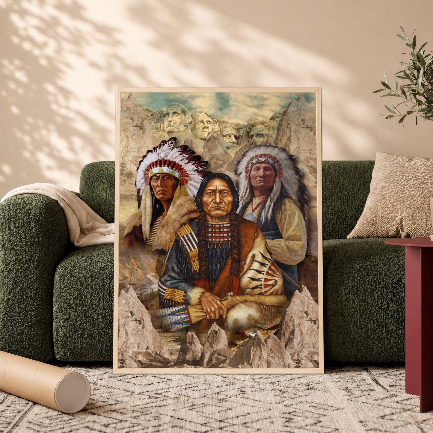 The Three Native American Chief Portrait Poster/Canvas